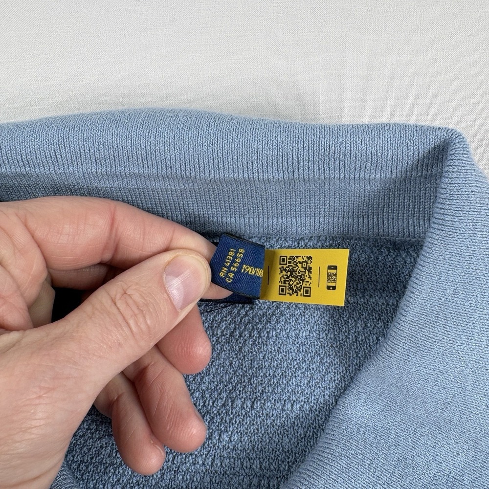 Polo Ralph Lauren Sweater‎ Men's 2XL Blue Linen Cotton Blend Polo Collar Stretch - Picture 5 of 10
